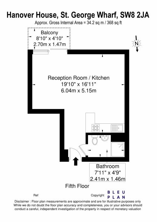 Floorplan for Vauxhall, SW8